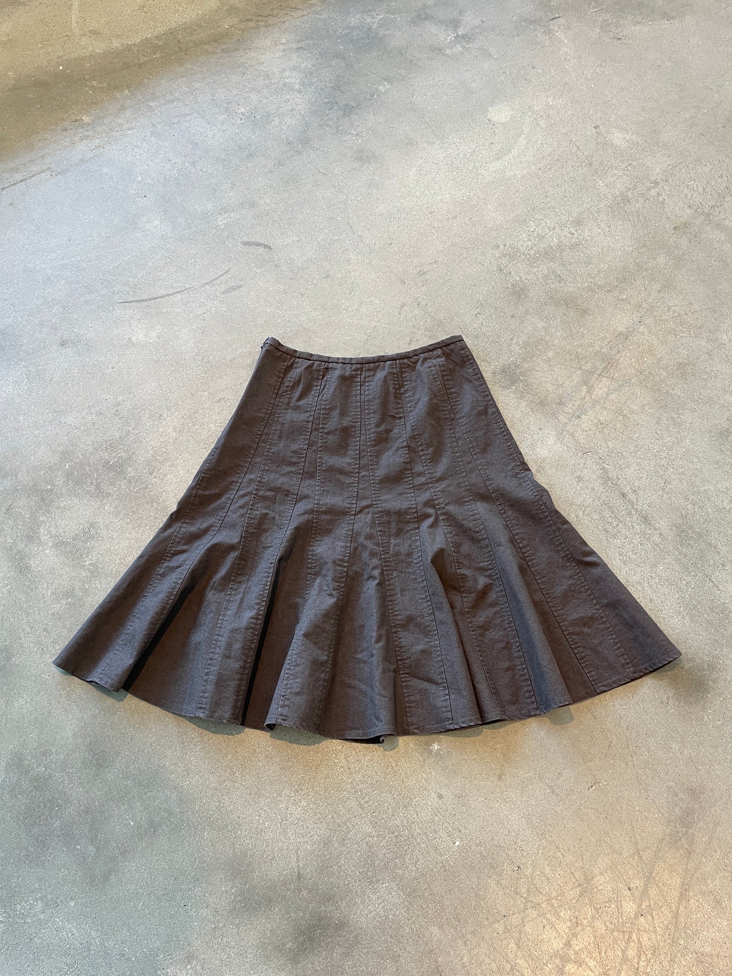 Brown mid length pleated skirt - 6